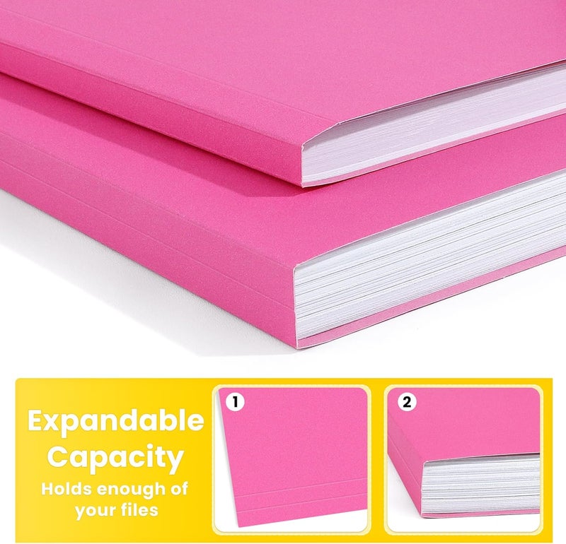 SUNEE File Folders, 30 Pack Manilla Folders 8.5 x 11, Colored File Folders Home Office School Supplies for Documents Files Paper, Neon Pink - Image 5